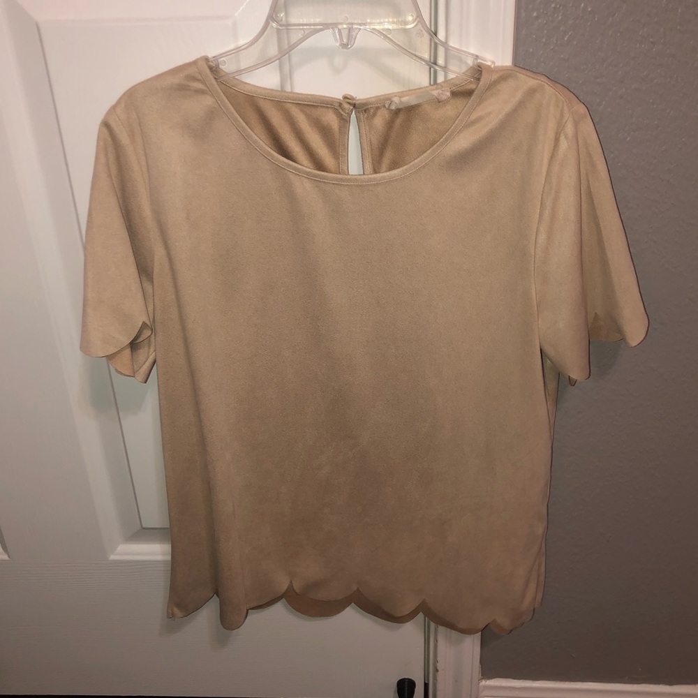 Tan Scallop Shirt
